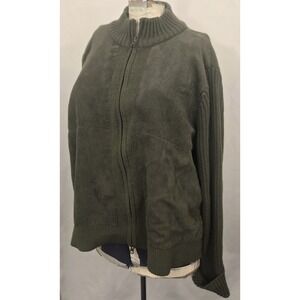 Vintage 80s 90s Sarah Bentley Quilted‎ Faux Suede Knit Jacket XL Green Cardigan